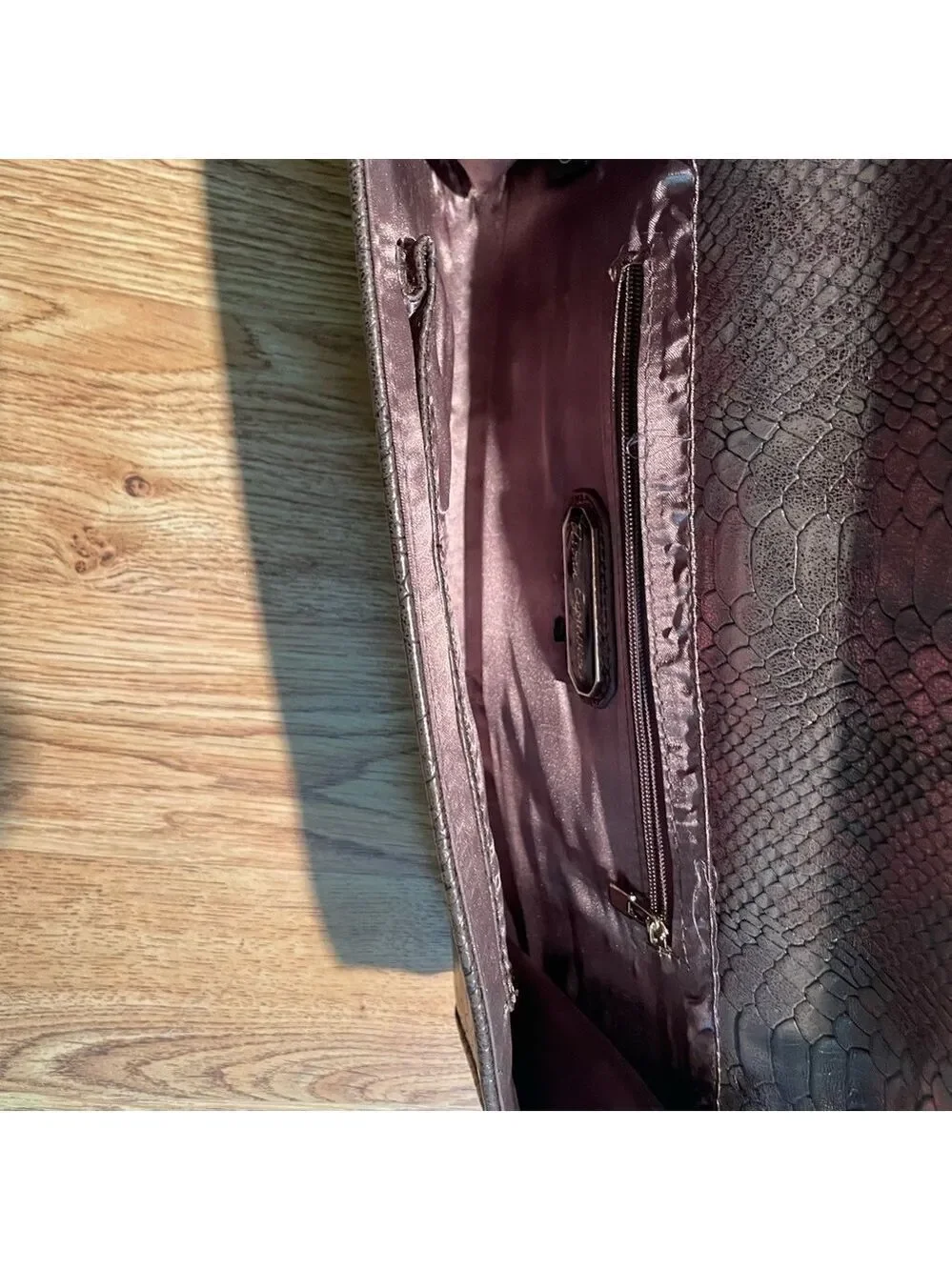 Copper Faux Animal Print Clutch/Shoulder Bag Animal Print